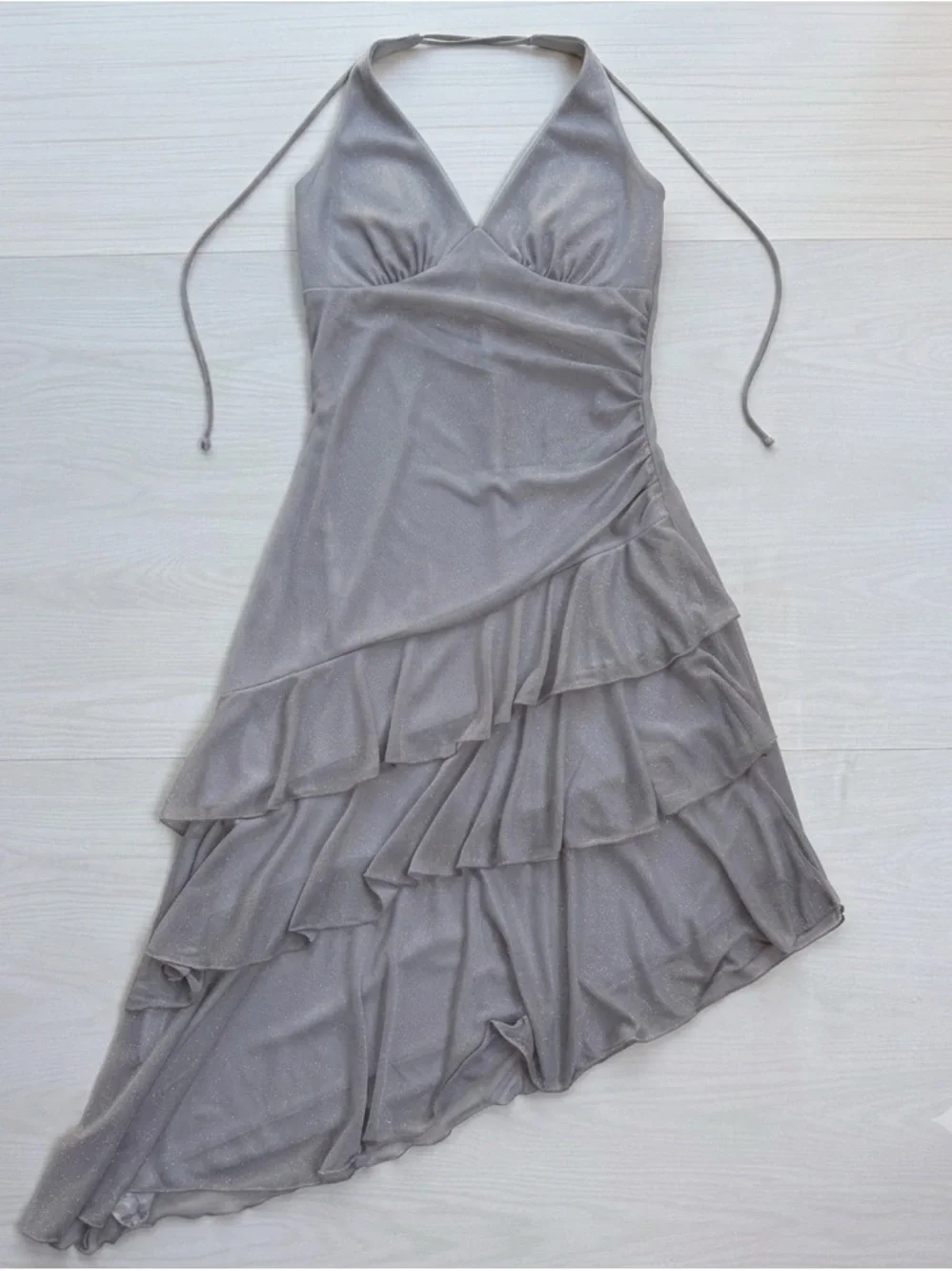 Y2k asymmetrical halter ruffle dress - Picture 1 of 9